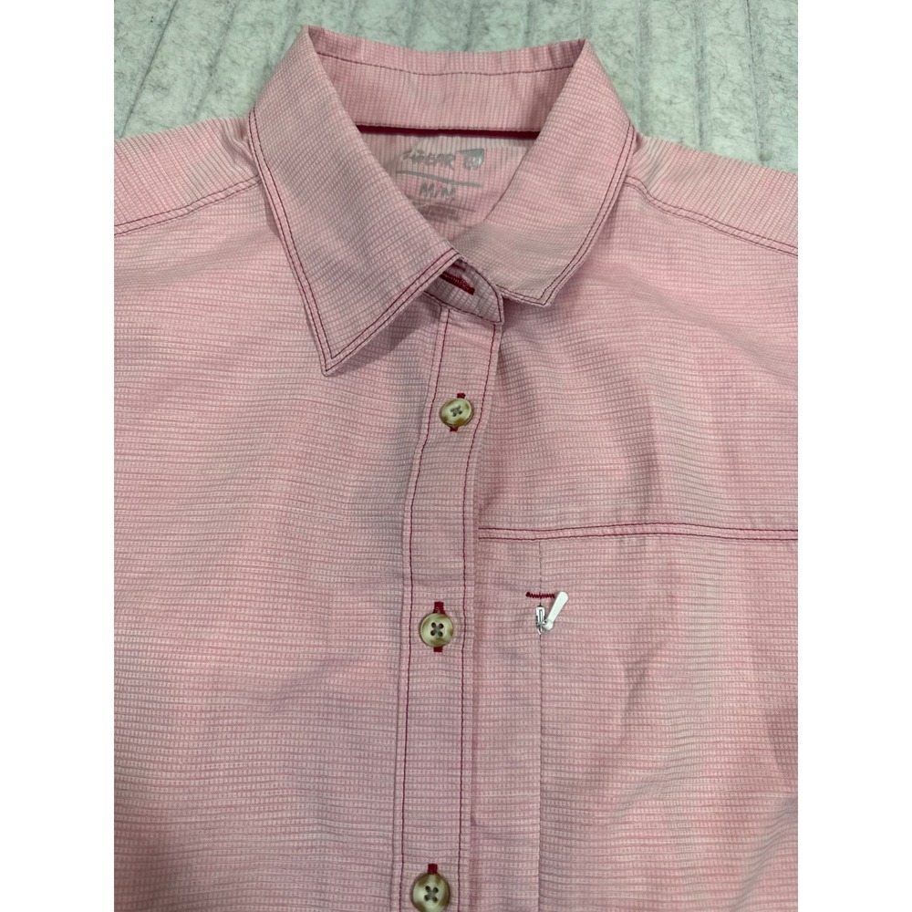 Mountain Hardwear Mens Pink Textured Short Sleeve‎ Hiking Button Down Shirt M